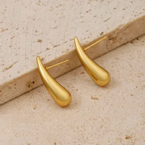 Elegant Gold-Tone Teardrop Stud Earrings for Women