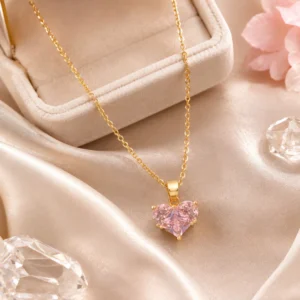 Elegant Pink Heart Pendant Necklace for Women