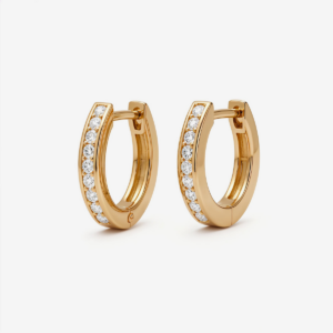Elegant Gold Hoop Earrings with Sparkling Stones for Women