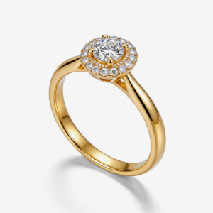 Elegant Gold Halo Solitaire Ring for Women